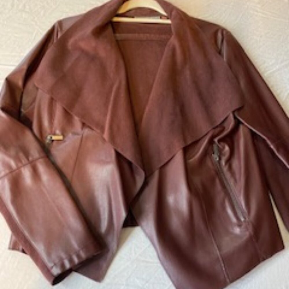 Chic Cordovan Faux Leather Jacket